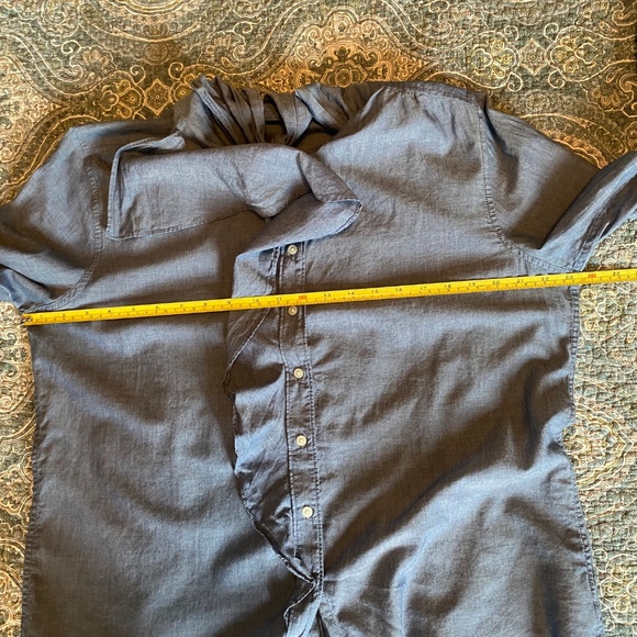 Gap Lightweight Cotton Chambray Tie Front Blouse, Size XL - Picture 6 of 9